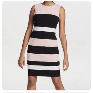 Tommy Hilfiger Color Block Stripe Sheath Dress Womens 6 Crepe Scuba Pink Black